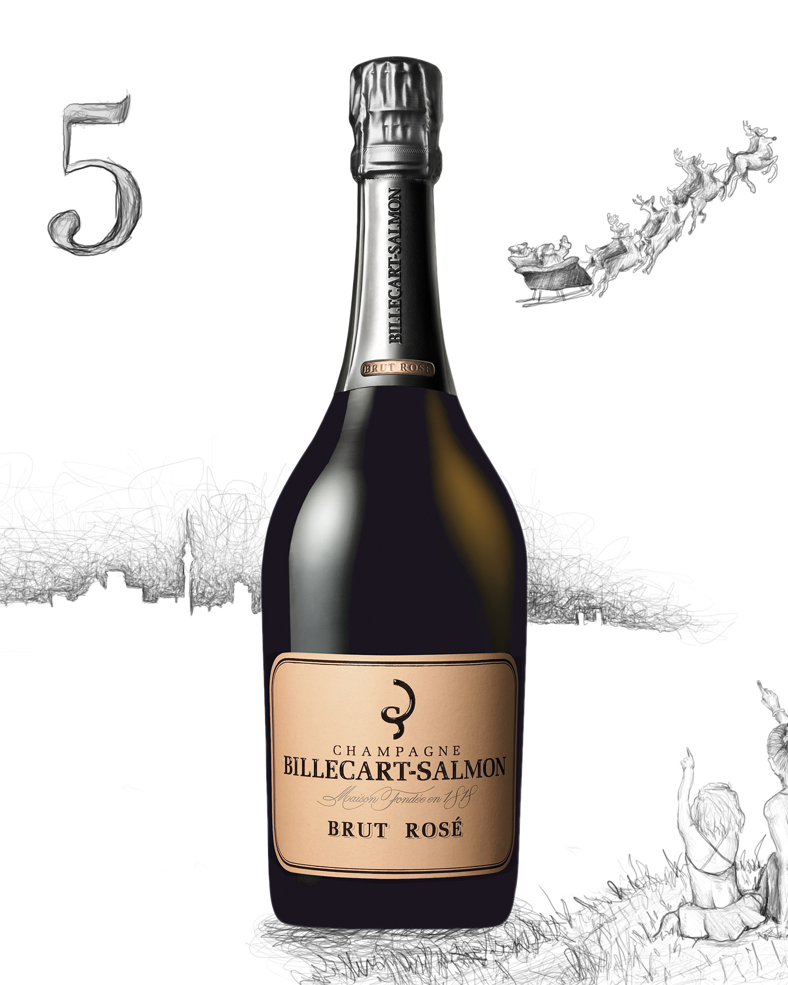 Drawing of Billecart Brut Rose bottle