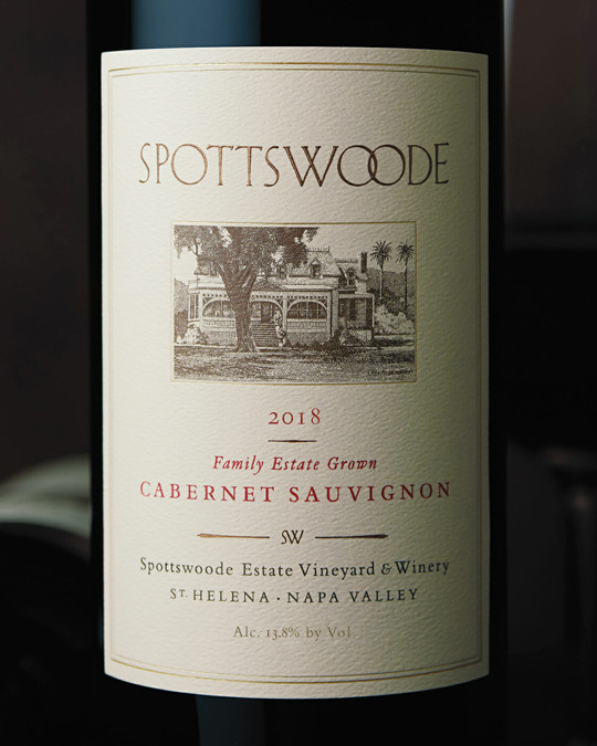 Close up of label on wine bottle