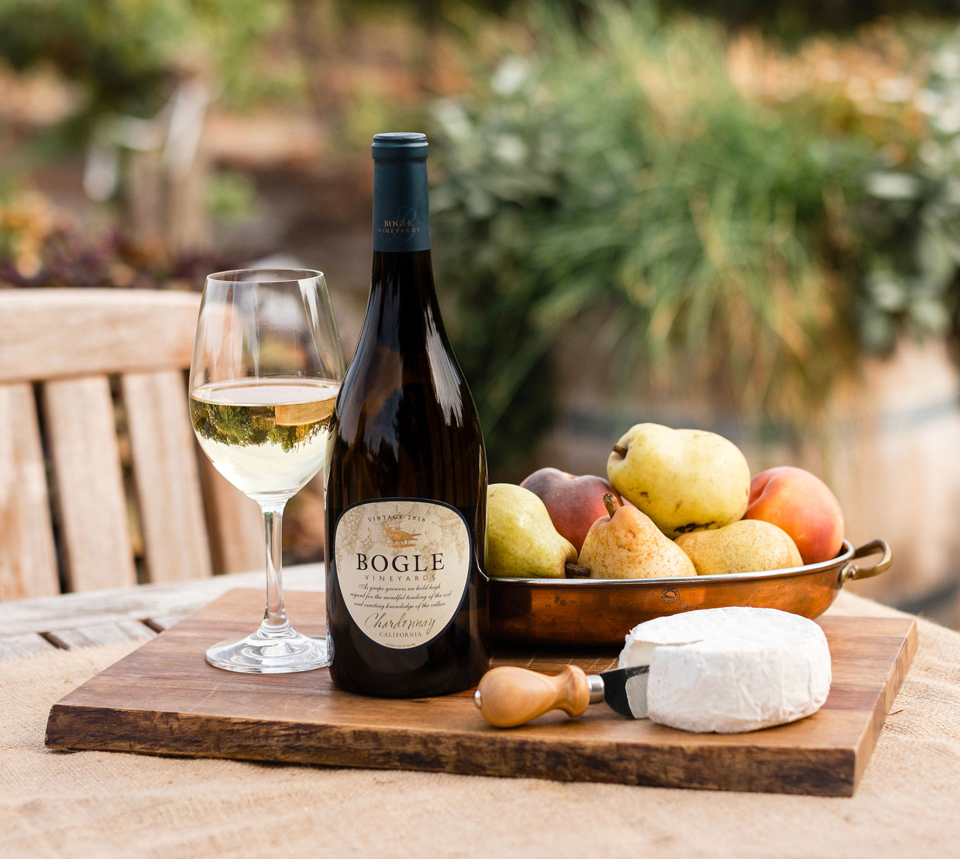 Bottle of white wine sitting on table