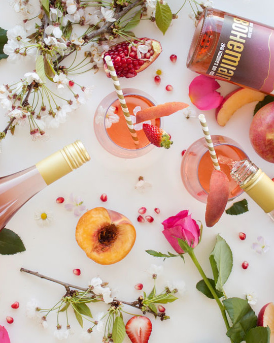Rose wine being poured