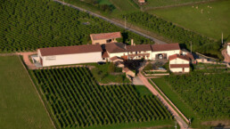 Aerial view of vineyard and winery