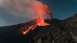 Mount Etna volcano erupting