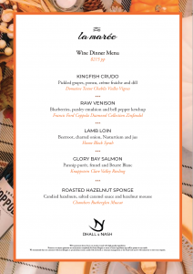 La Marée Food and Wine Menu